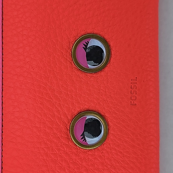 NWT NEW Fossil Emma Neon Pink Googly Eye Clutch Wallet Wristlet - Picture 3 of 12